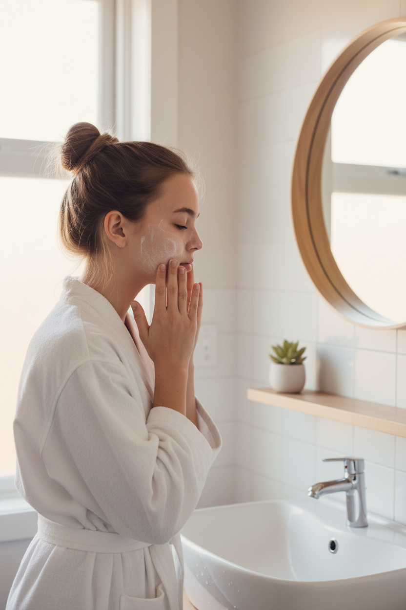 Person_applying_Sensurae_Calming_Blemish_Control_Cleanser_gentle_daily_skincare_for_sensitive_and_blemish-prone_skin