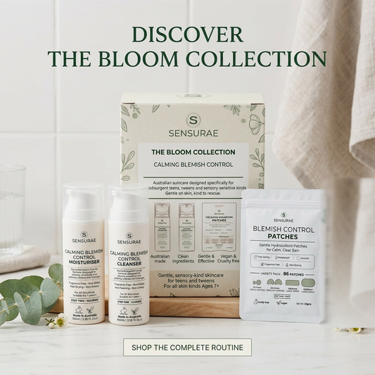 Sensurae_Bloom_Collection_Set_fragrance-free_blemish_skincare_kit_for_neurodivergent_tweens_and_teens_made_in_Australia