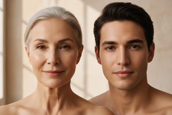 image of an older and younger adult for a skincare photo